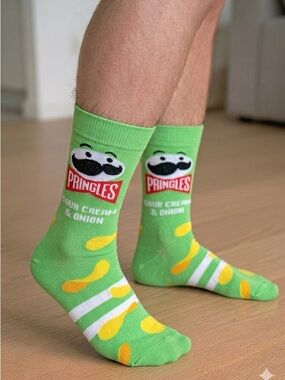 Pringles Chips, Graphic Print, Novelty Crew fits shoe 6-12 Socks Men's Women's